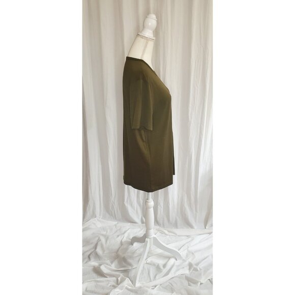 Unbound 100% Merino Wool Womens Large Spruce Slim Crew Neck Tee Shirt Base Layer - Picture 3 of 11